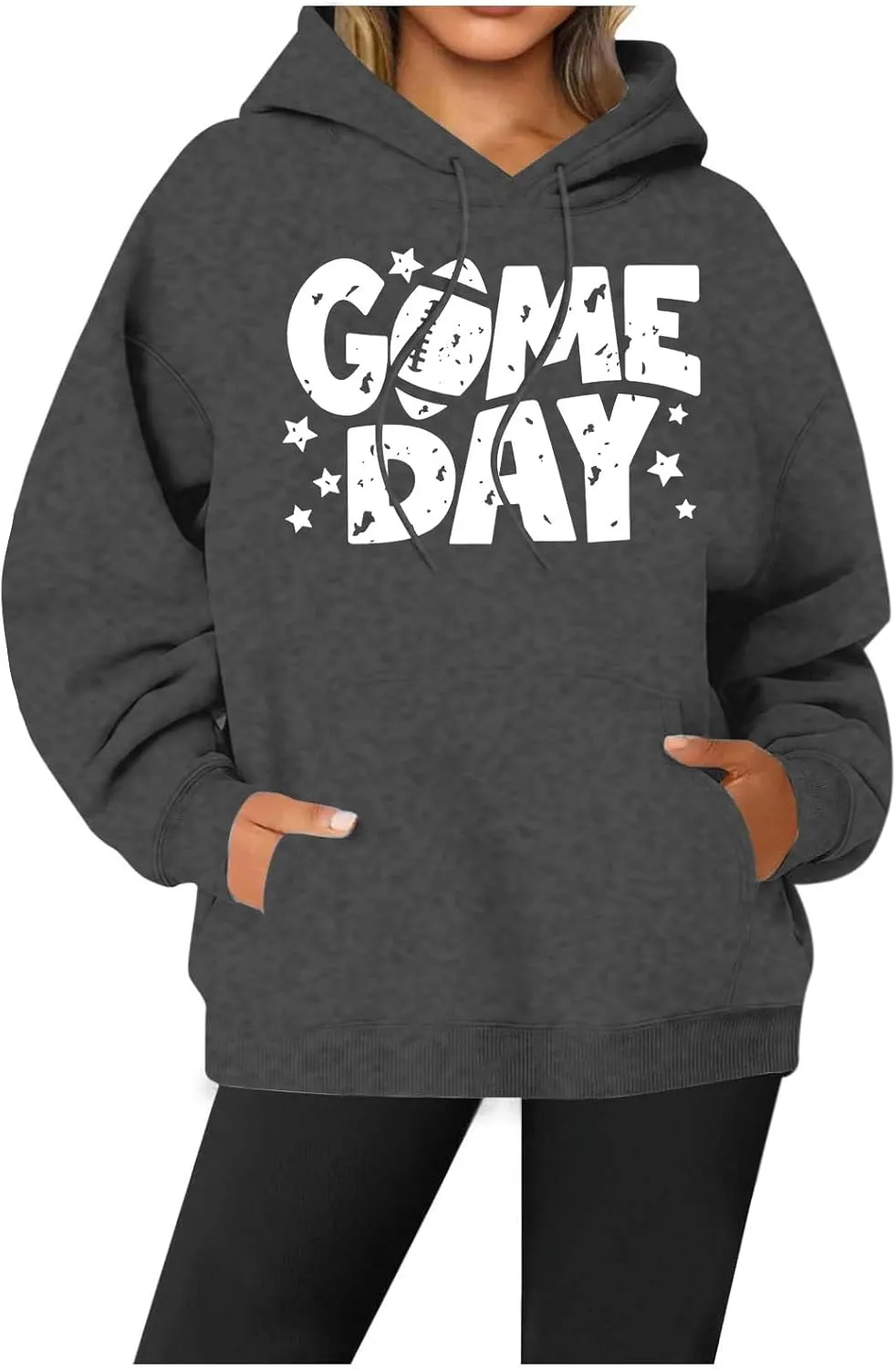 Oversized Hoodies for Women Letter Print Baggy Long Sleeve Stylish Perfect Tops Crew Neck Casual Pullover Sweatshirt