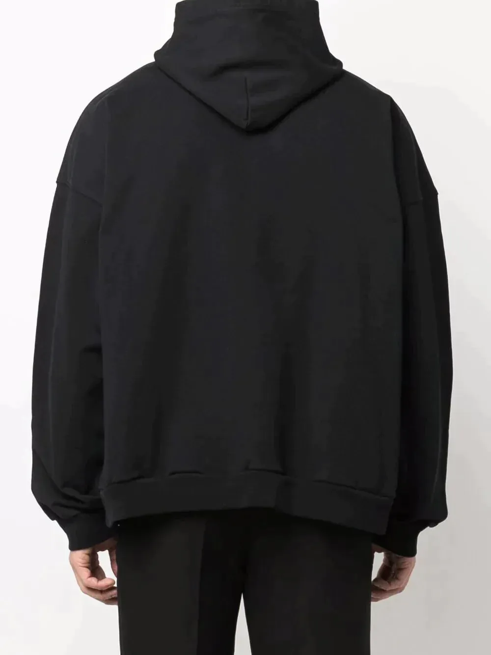 Paris Logo Embroidered Black Hoodie