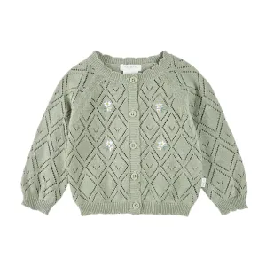 Petit Lem Pointelle Knit Cardigan - Sage