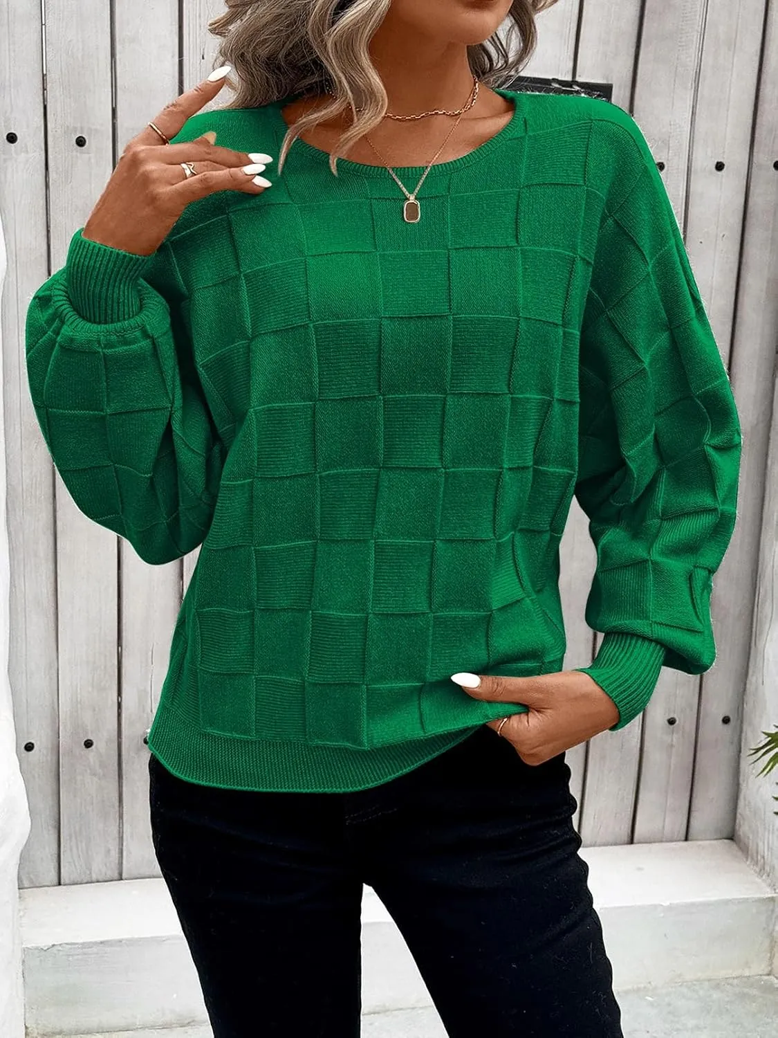 Pink Queen Women's Fall Sweaters 2024 Casual Long Batwing Sleeve Oversized Crewneck Pullover Winter Fashion Trendy Outfits