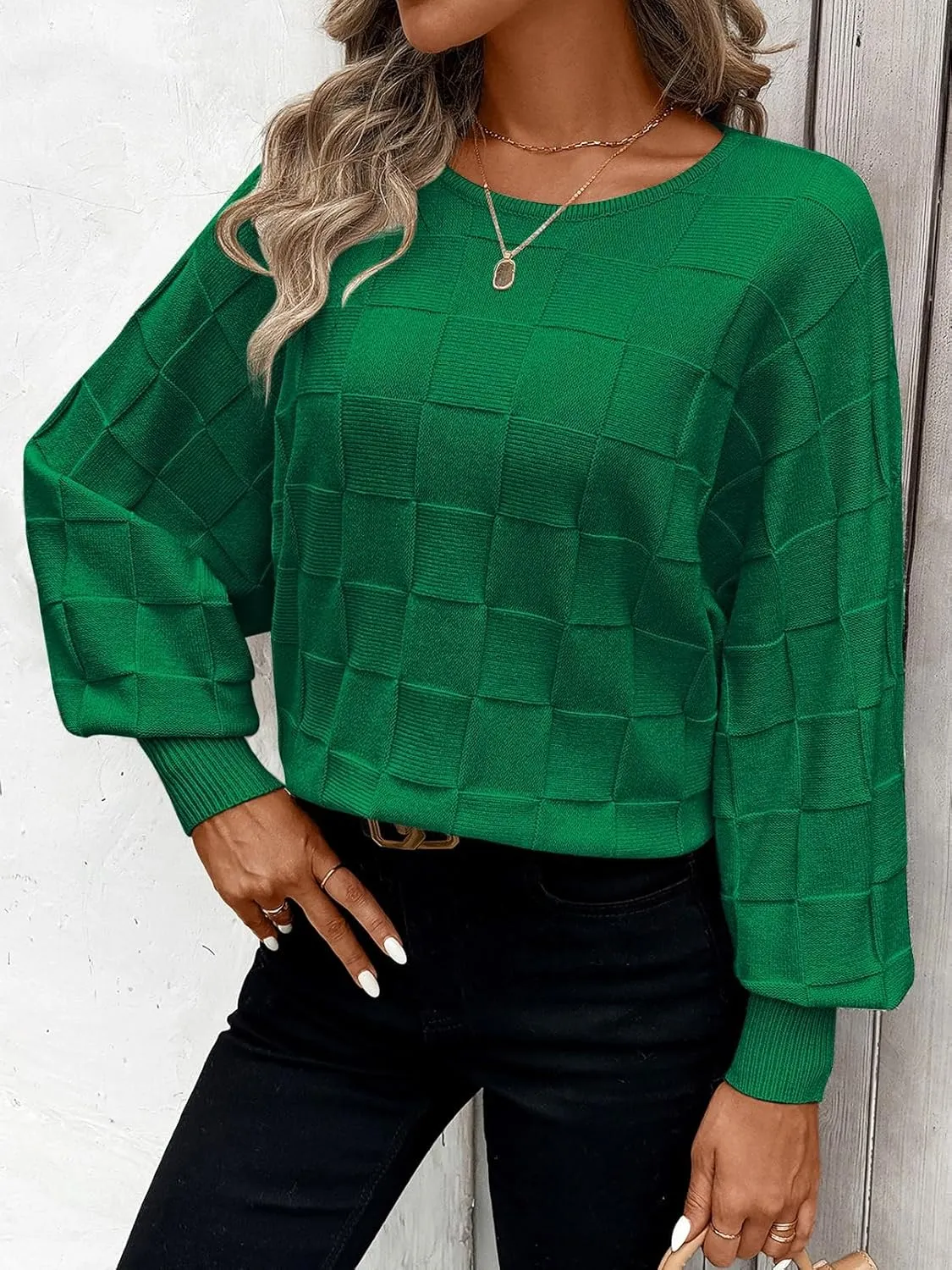 Pink Queen Women's Fall Sweaters 2024 Casual Long Batwing Sleeve Oversized Crewneck Pullover Winter Fashion Trendy Outfits