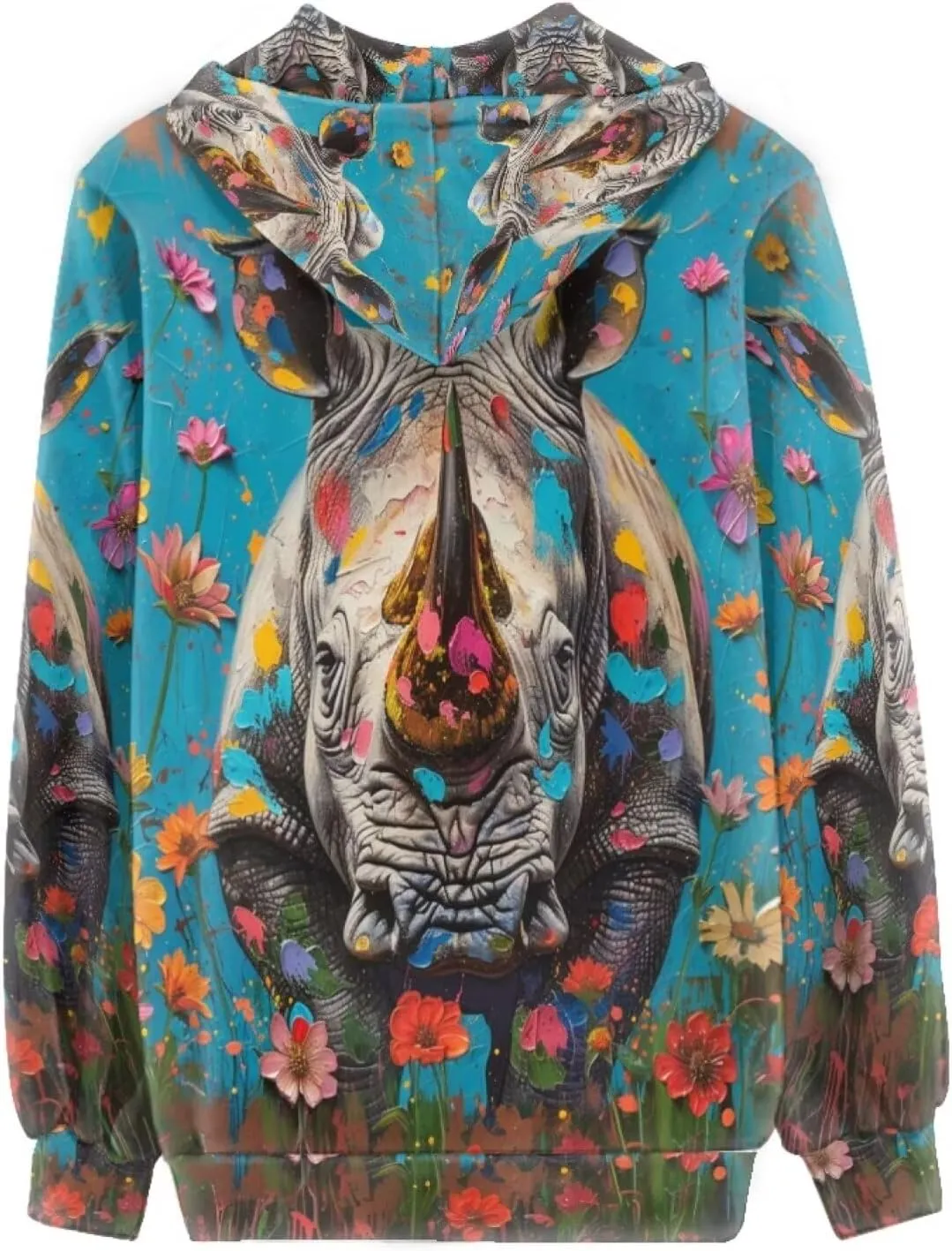 PinUp Angel Women Zip Up Hoodie Art Animal Oil Painting Graphic Oversized Hooded Sweatshirt Jacket Coats Streetwear