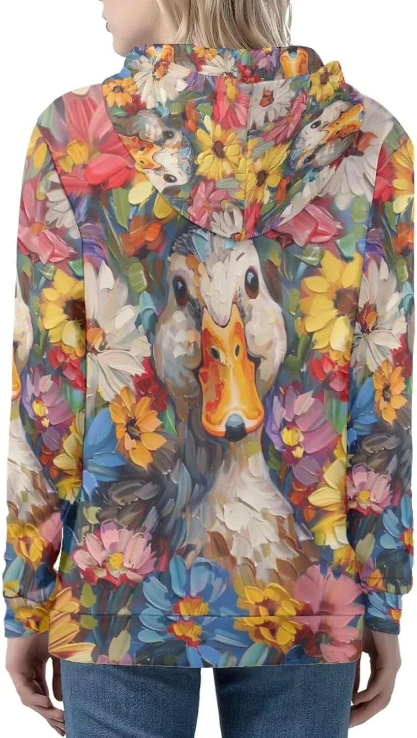 PinUp Angel Women Zip Up Hoodie Art Animal Oil Painting Graphic Oversized Hooded Sweatshirt Jacket Coats Streetwear