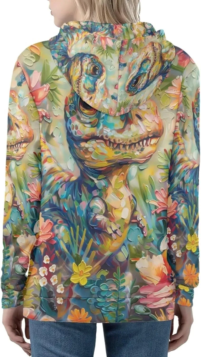 PinUp Angel Women Zip Up Hoodie Art Animal Oil Painting Graphic Oversized Hooded Sweatshirt Jacket Coats Streetwear