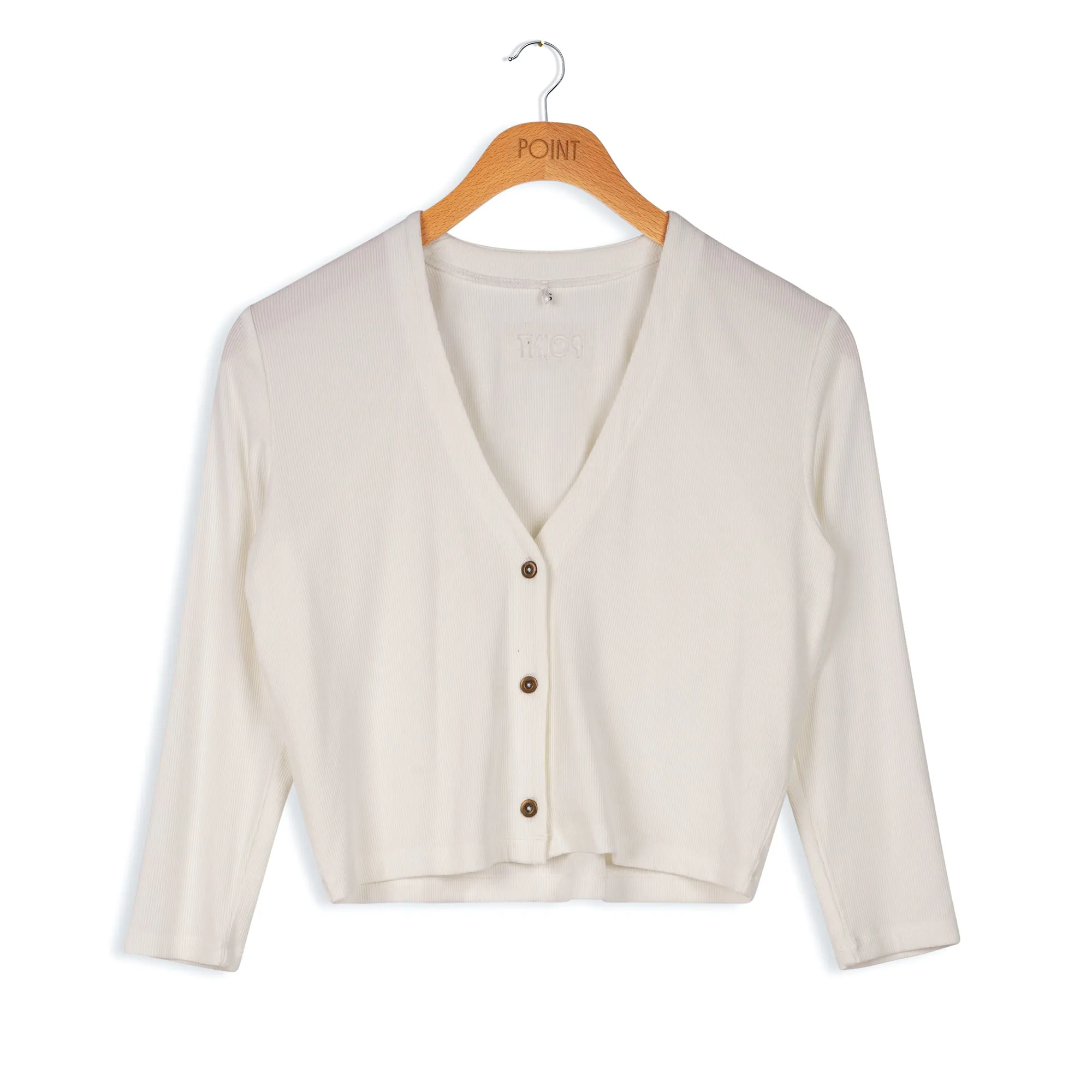 Point 3/4 Sleeve V Neck Cardigan