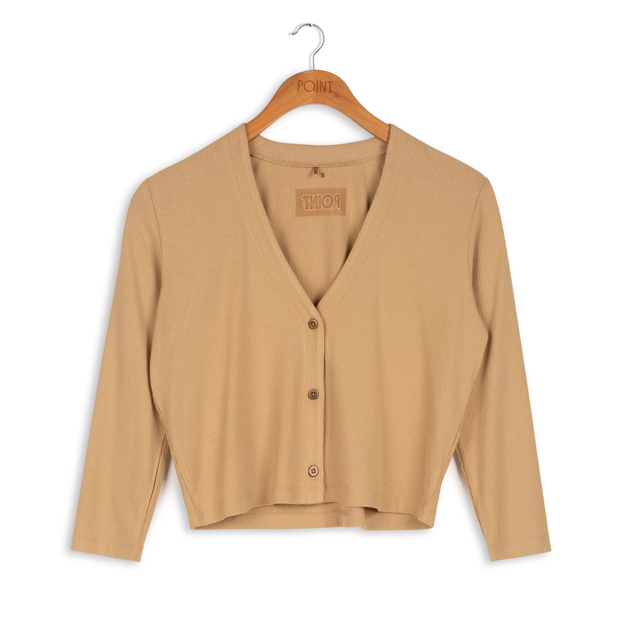 Point 3/4 Sleeve V Neck Cardigan