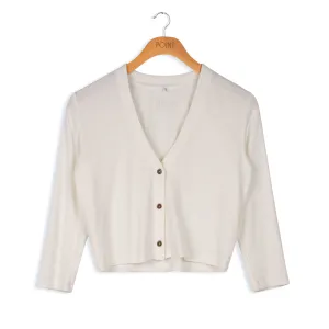 Point 3/4 Sleeve V Neck Cardigan