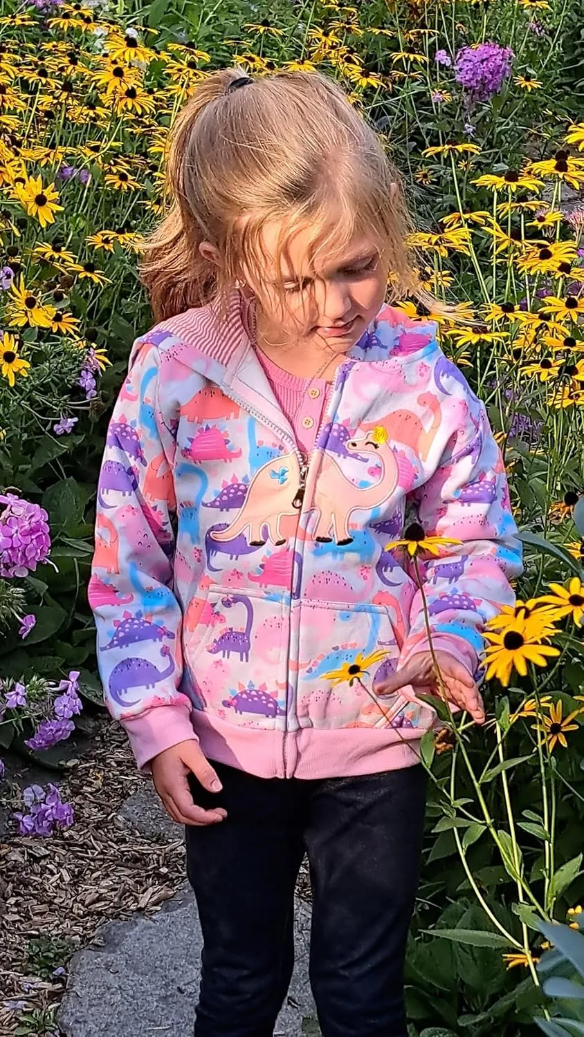 Popshion Toddler Girls Fleece Jackets Cotton Unicorn Hoodie Sweatshirt Fall Winter Zipper Coat Warm Hooded Sweater 2t-7t