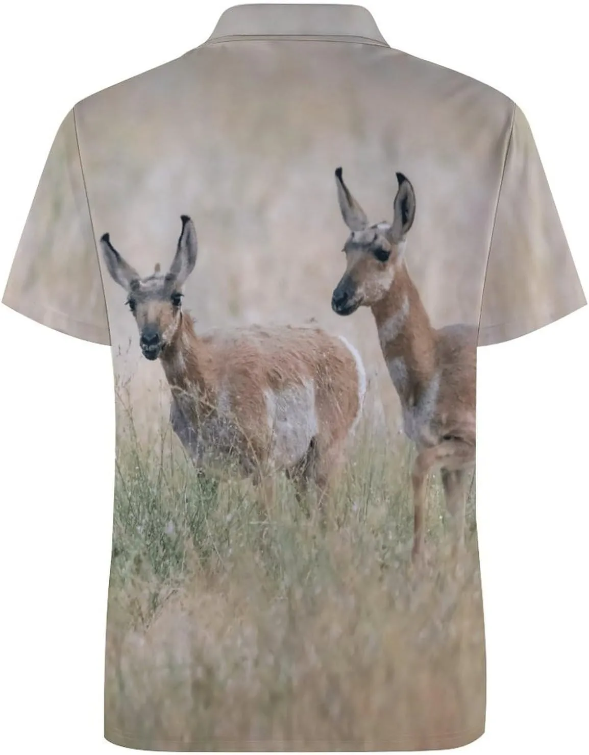Pronghorn Antelope Mens Polo Shirts Quick Dry Short Sleeve T-shirts Slim Tennis Collared Tees Tops