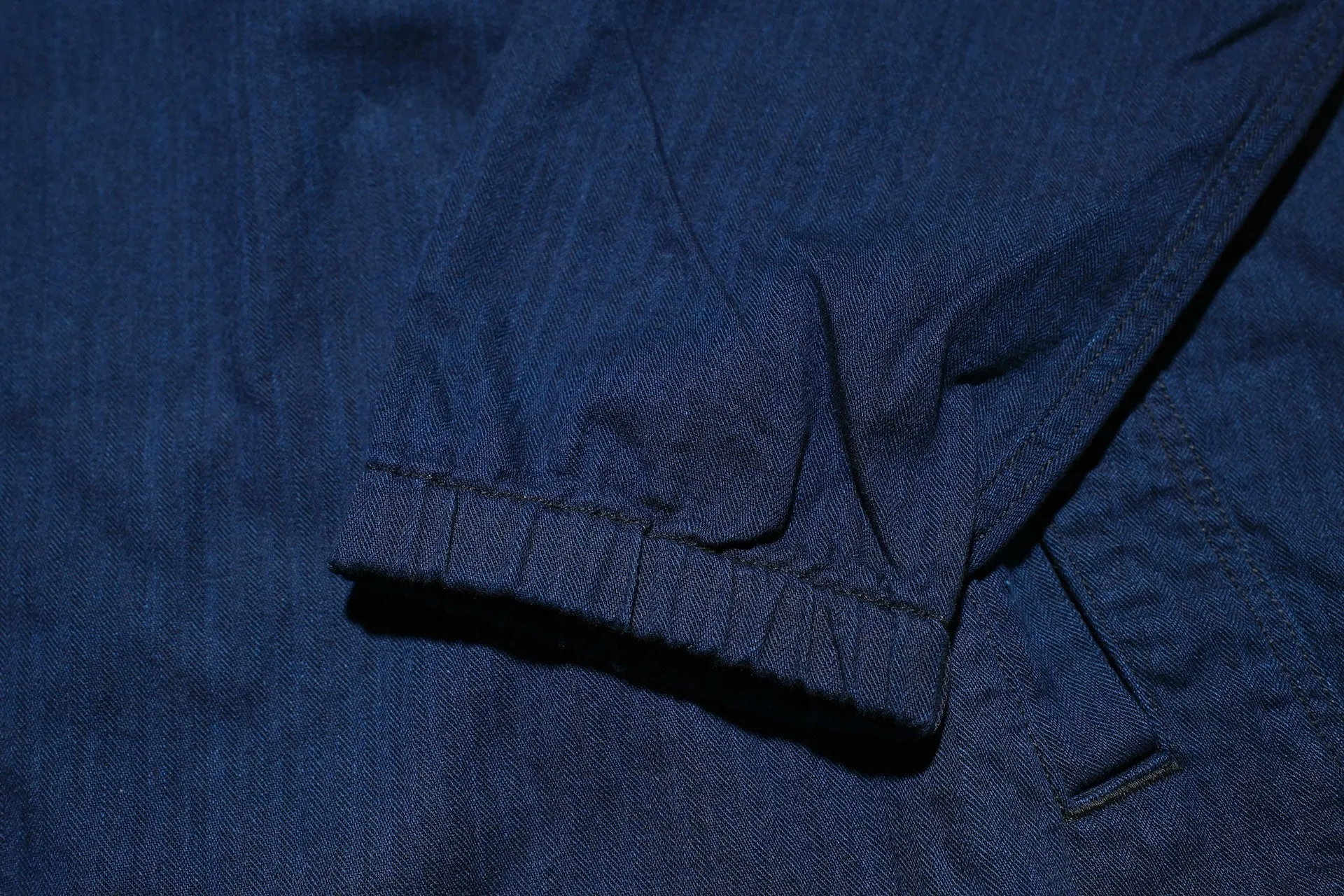 Pure Blue Japan "All-Seasons" HBT Hooded Pullover (Grand Indigo X Black)