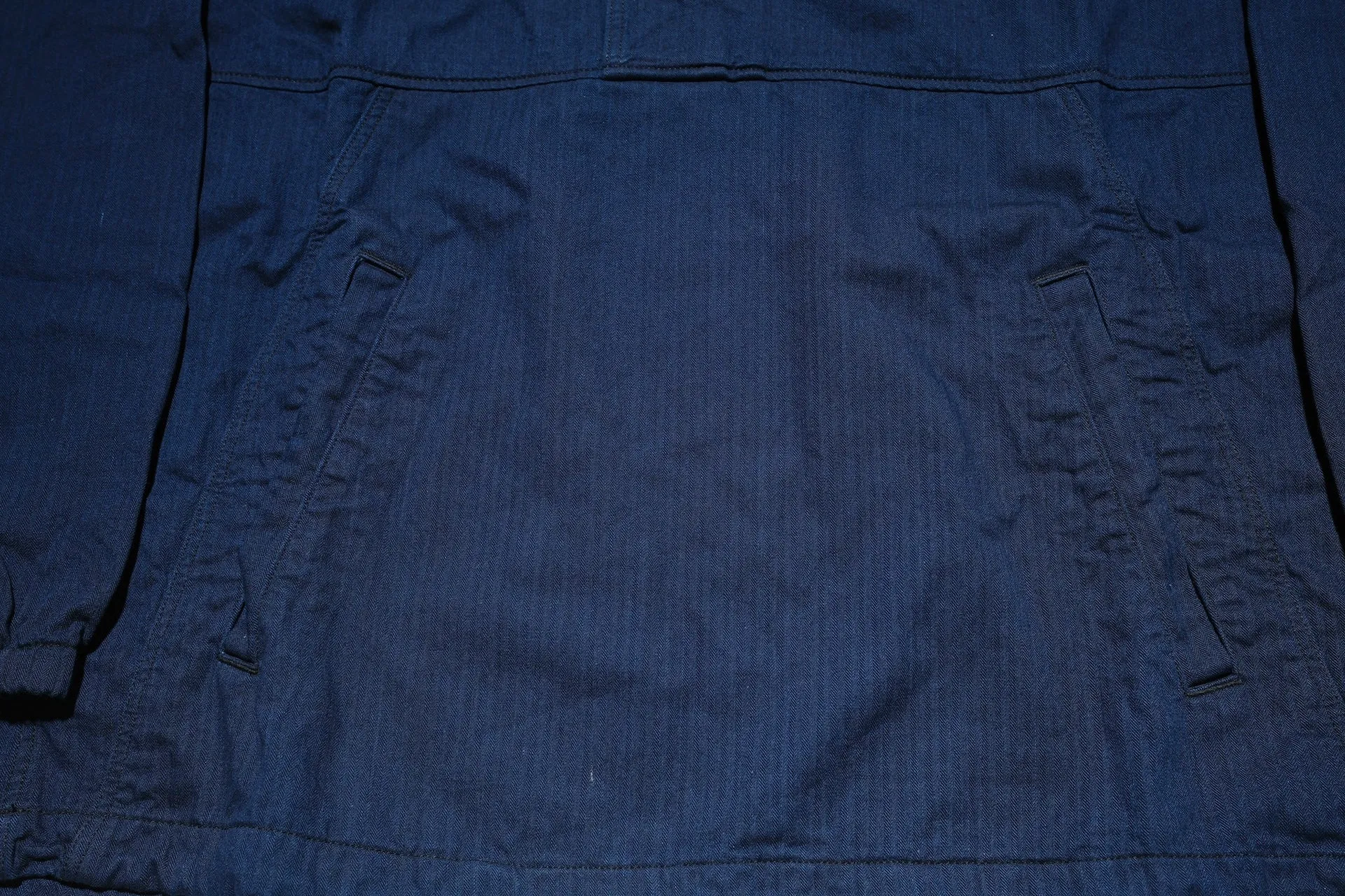 Pure Blue Japan "All-Seasons" HBT Hooded Pullover (Grand Indigo X Black)