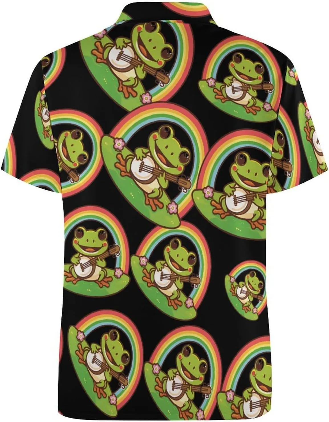 Rainbow Frog Guitar Froggie Mens Polo Shirts Quick Dry Short Sleeve T-shirts Slim Tennis Collared Tees Tops