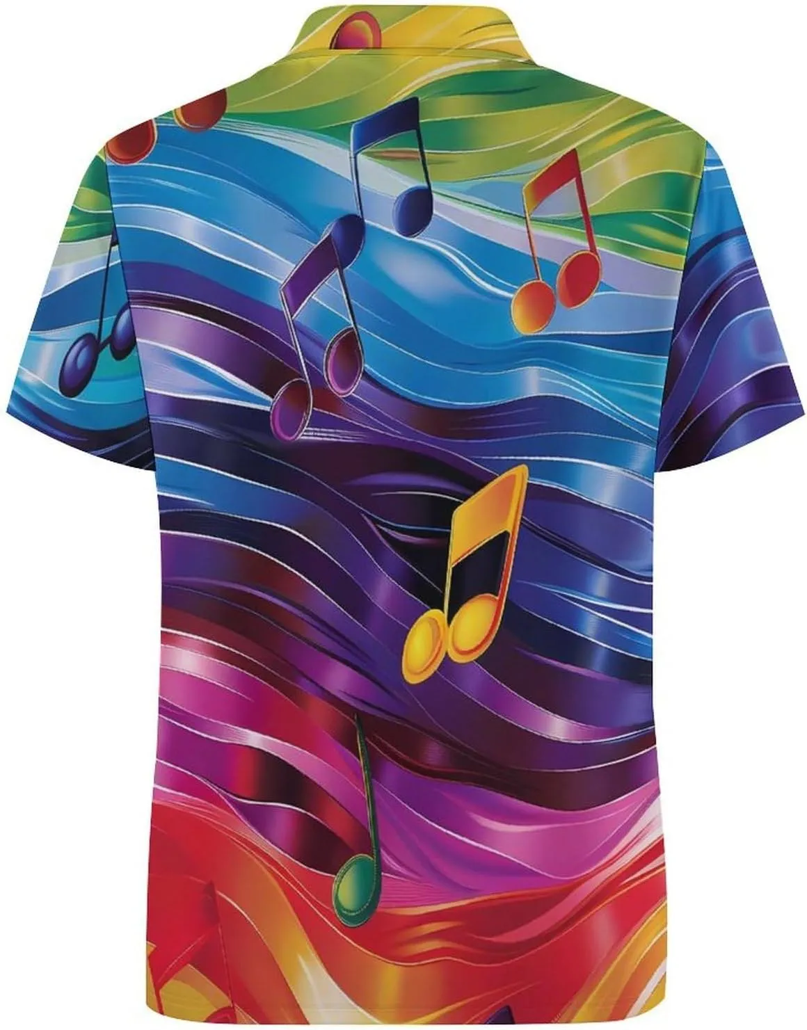 Rainbow Musical Notes Mens Polo Shirts Quick Dry Short Sleeve T-shirts Slim Tennis Collared Tees Tops
