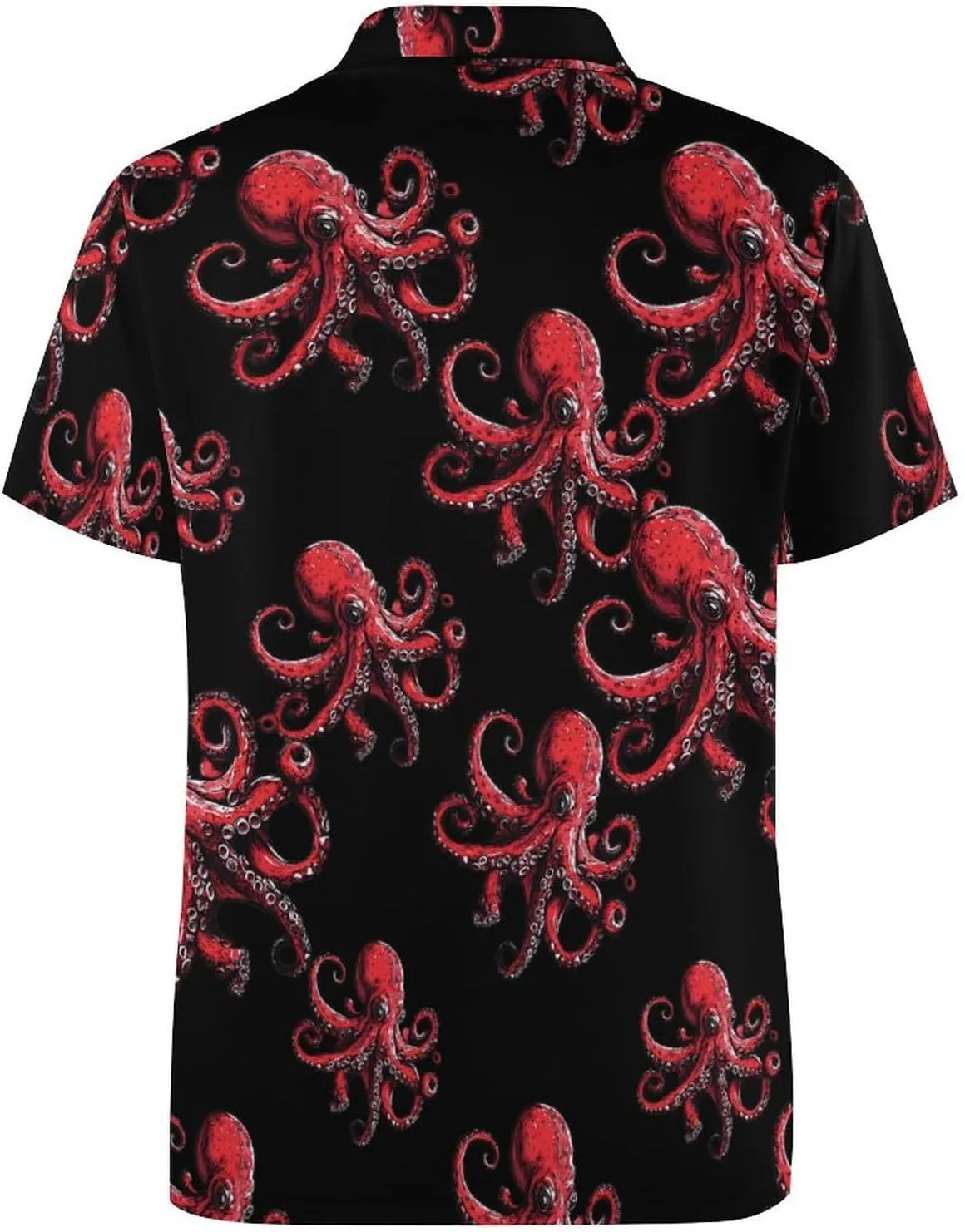 Red Octopus Fierce Mens Polo Shirts Quick Dry Short Sleeve T-shirts Slim Tennis Collared Tees Tops