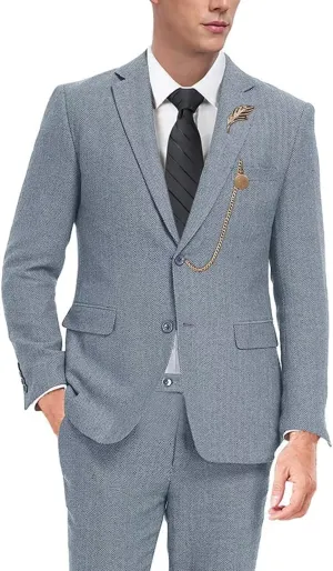 Retro Tweed Mens Suit Herringbone Slim Fit 2 Buttons Men's Jackets Sets Prom Wedding Jacket Blazer Pants Groom Tuxedo Set