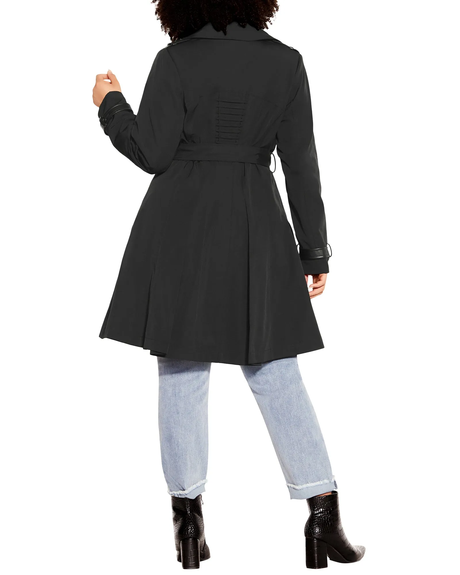 Rue Corset Back Trench Coat | Black