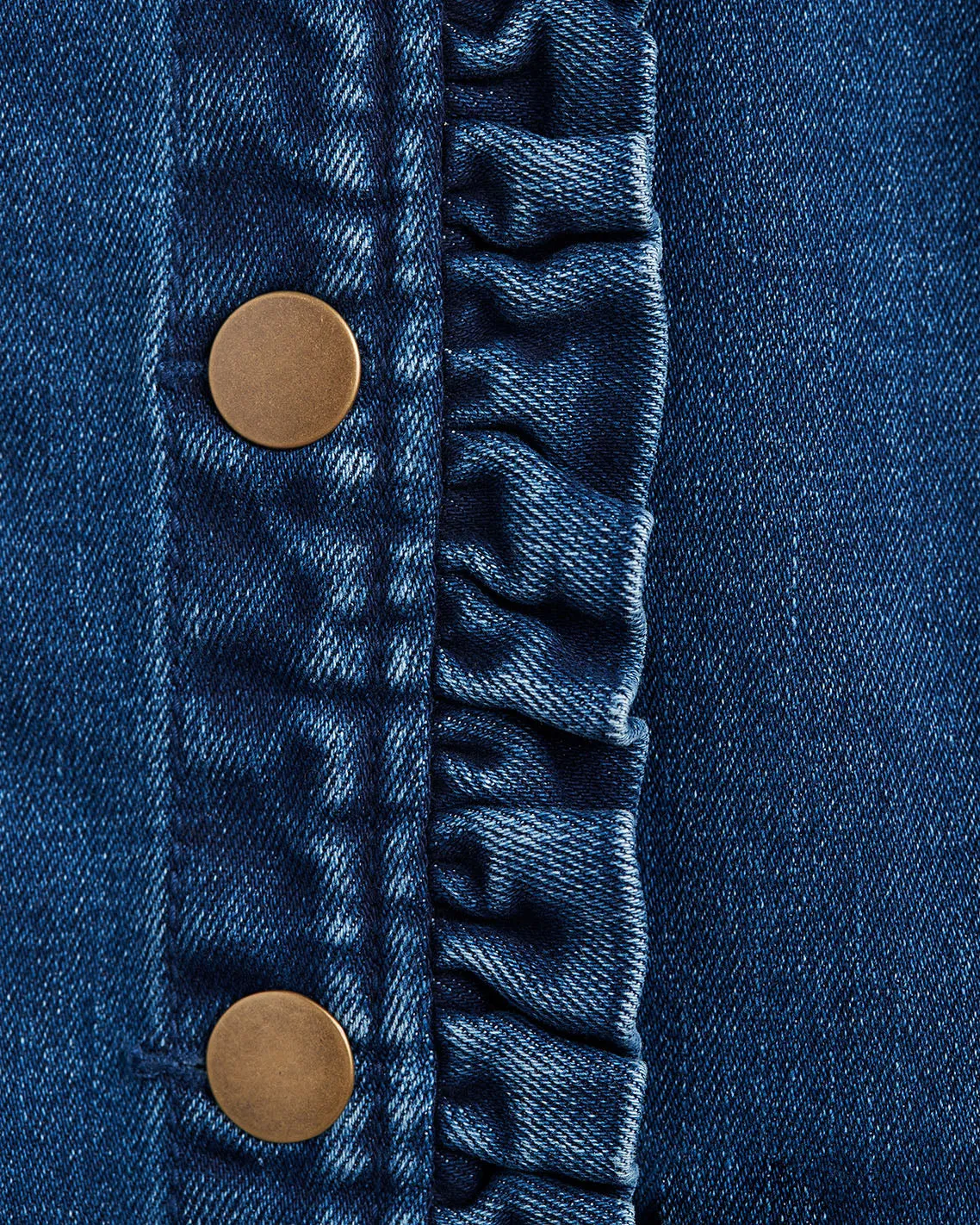 Ruffle Denim Jacket in Dark Wash
