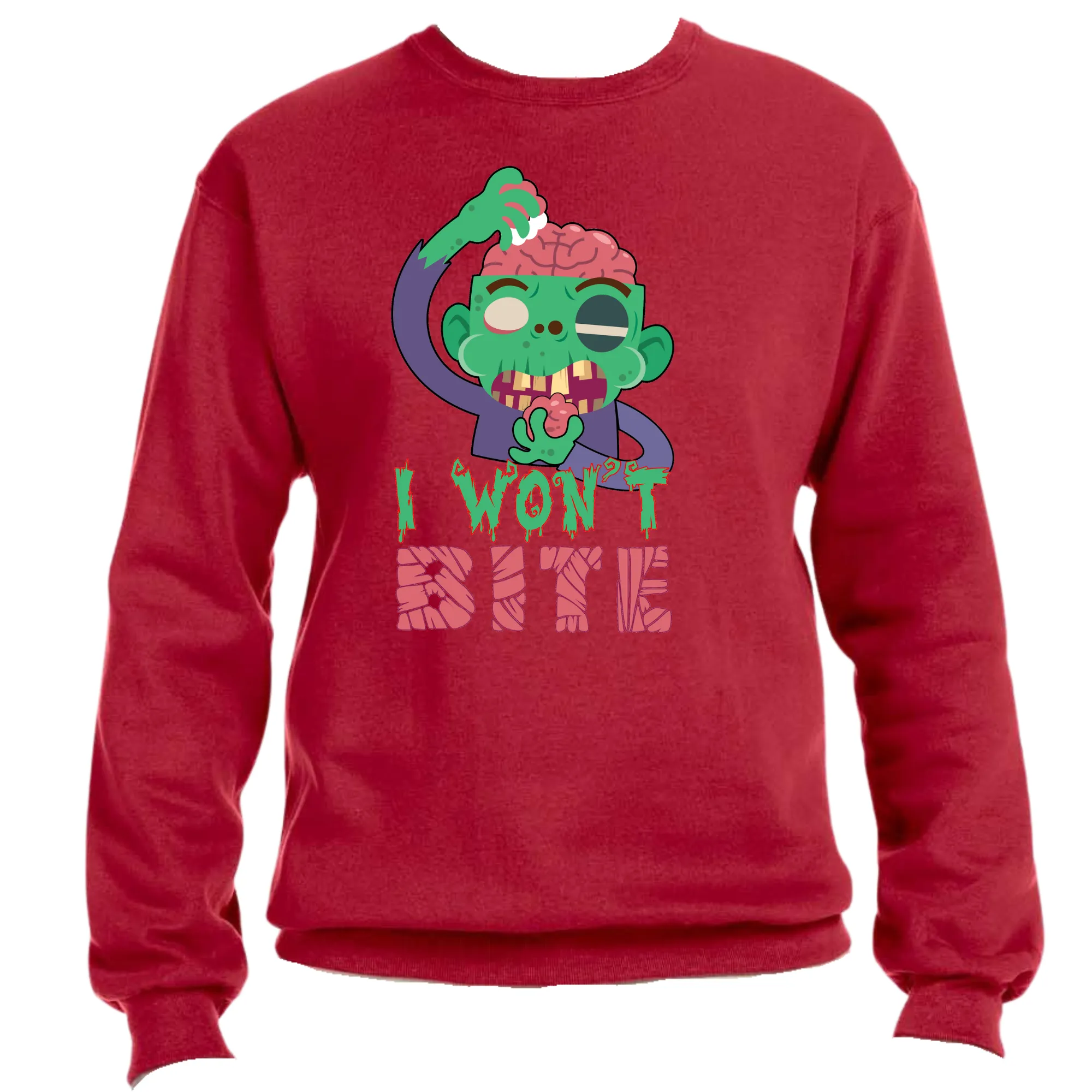 Scary I Won't Bite Zombie Unisex Sweater – Cozy Fit, Spooky & Fun Zombie Graphic