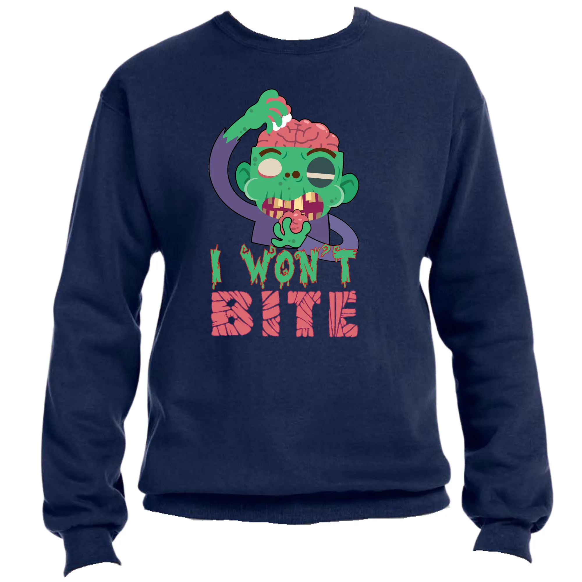 Scary I Won't Bite Zombie Unisex Sweater – Cozy Fit, Spooky & Fun Zombie Graphic