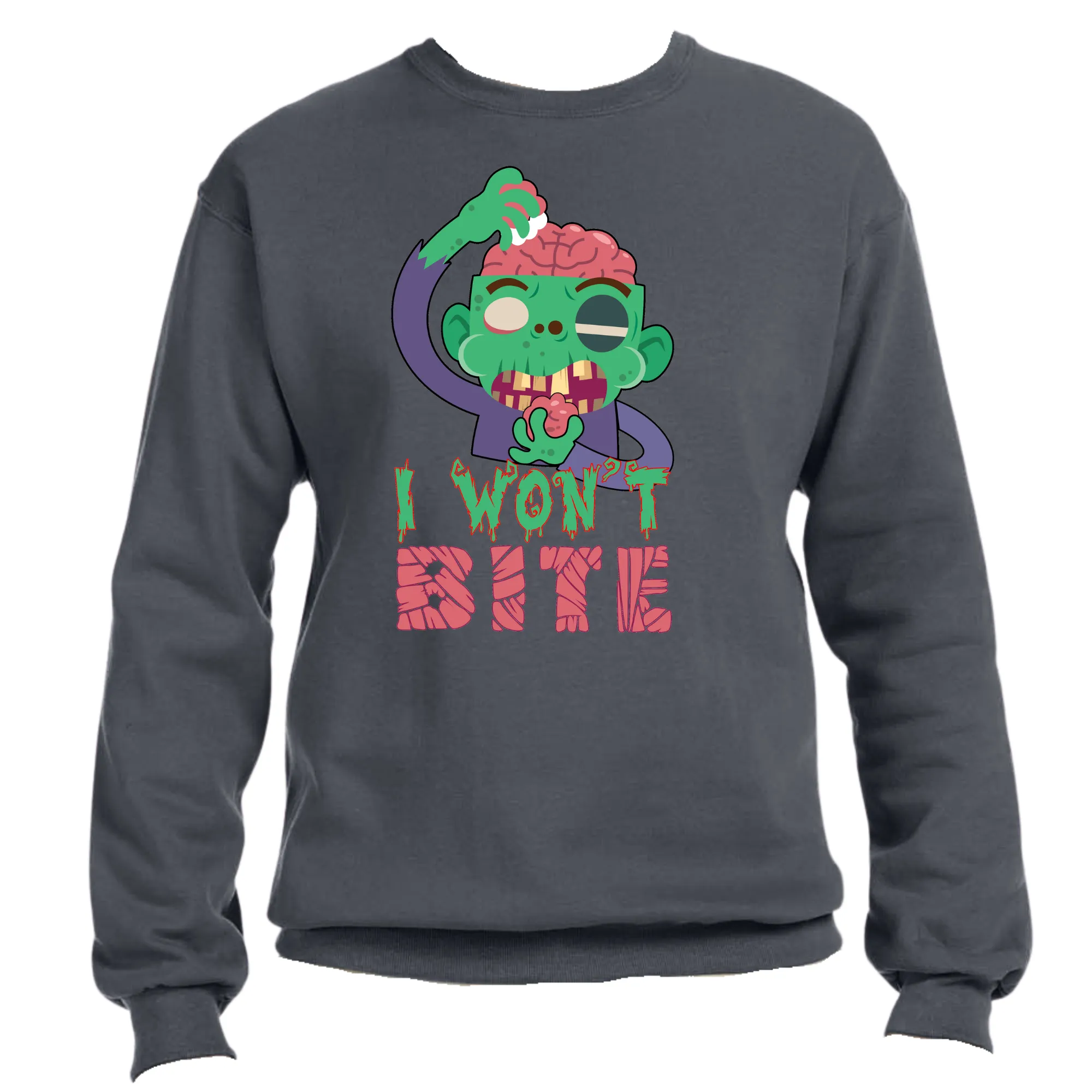 Scary I Won't Bite Zombie Unisex Sweater – Cozy Fit, Spooky & Fun Zombie Graphic