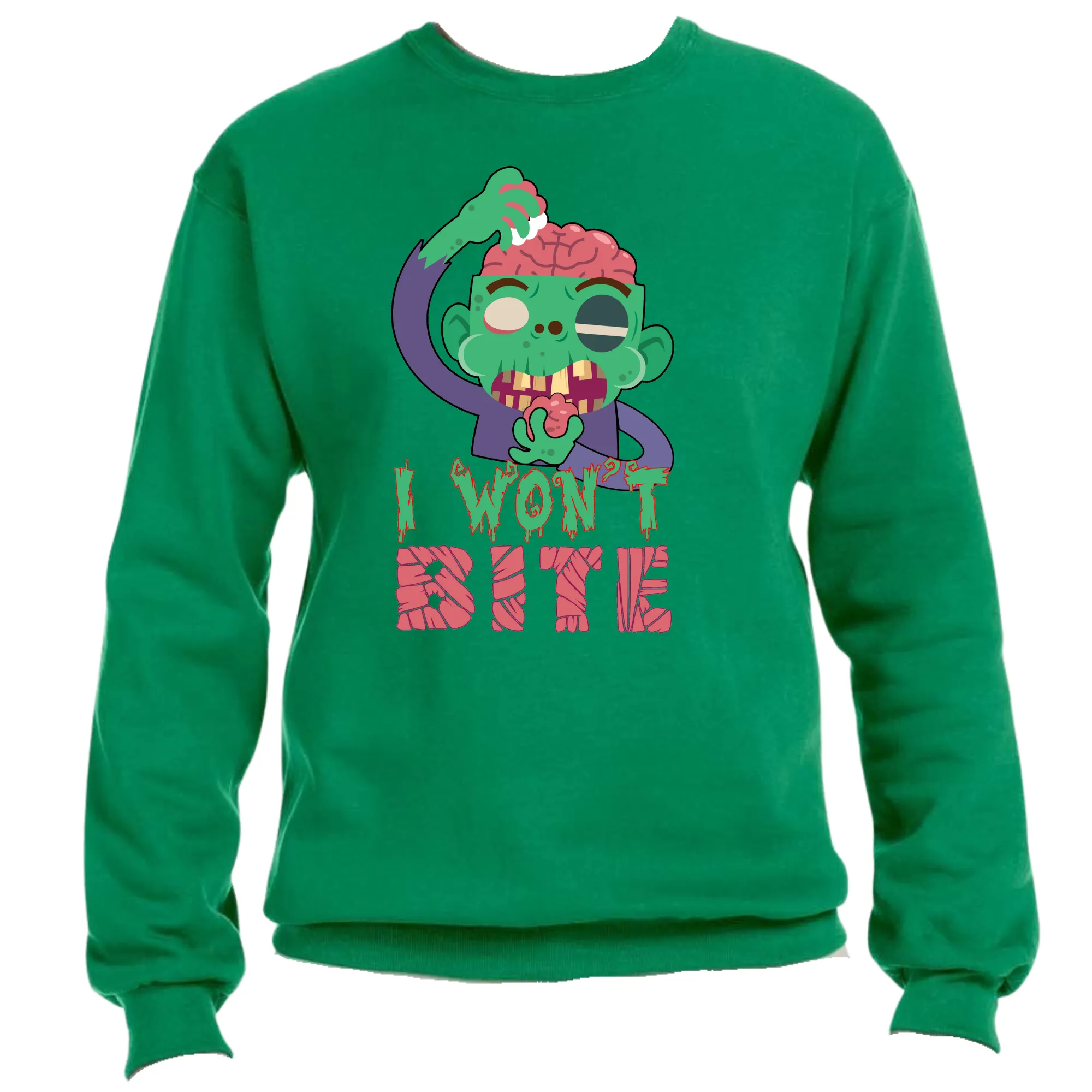 Scary I Won't Bite Zombie Unisex Sweater – Cozy Fit, Spooky & Fun Zombie Graphic