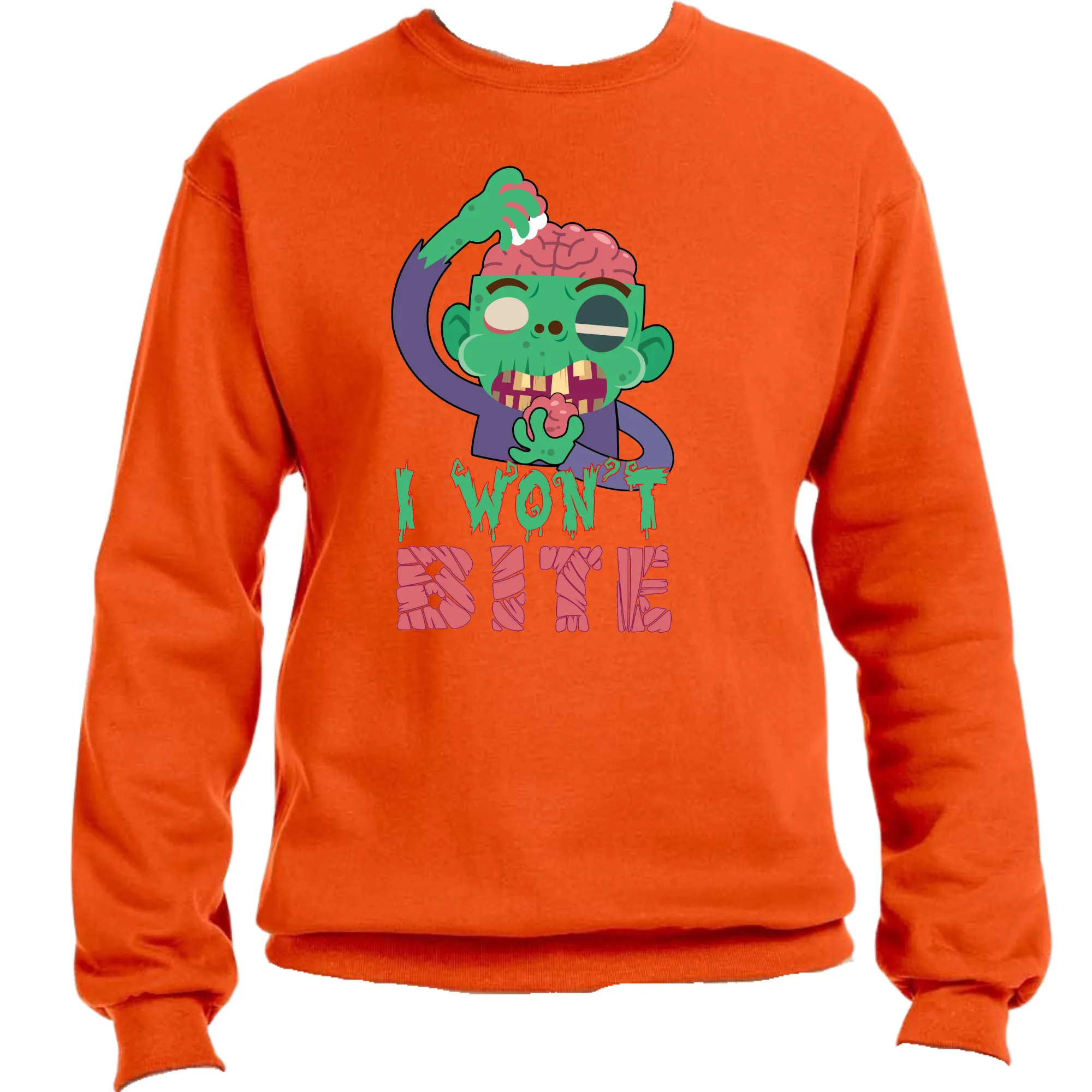Scary I Won't Bite Zombie Unisex Sweater – Cozy Fit, Spooky & Fun Zombie Graphic