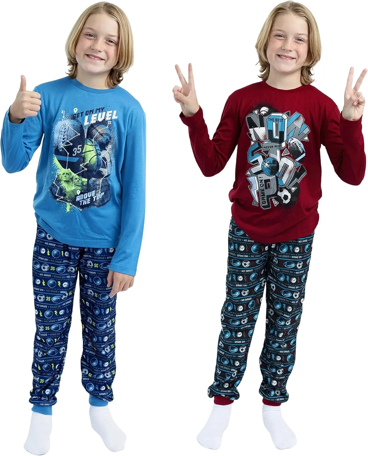 Sleep On It Boys Pajama Pant Set Long-Sleeve Shirts and Pajama Pants Kids Sleepwear With Fun Prints & Comfortable Fit