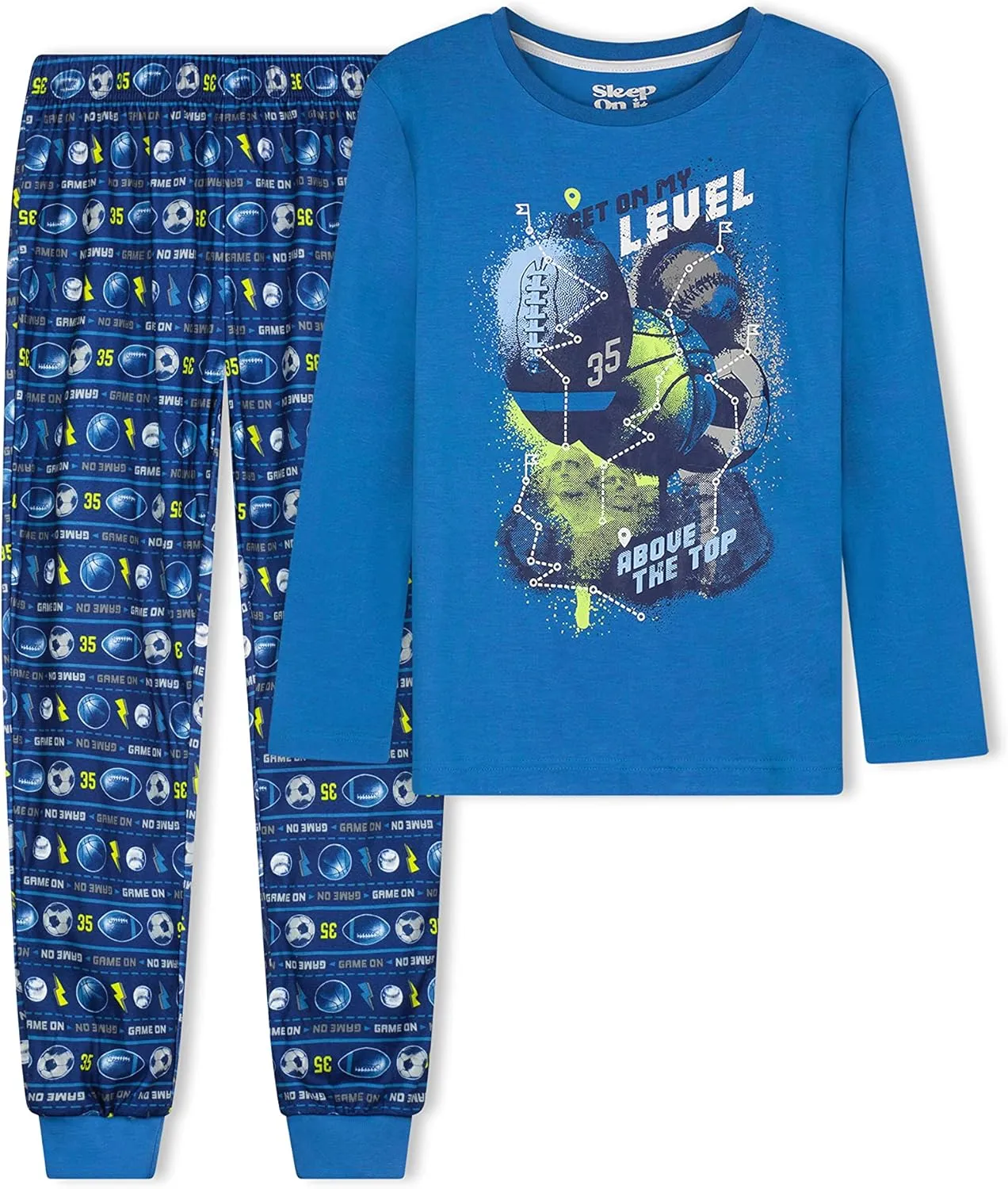 Sleep On It Boys Pajama Pant Set Long-Sleeve Shirts and Pajama Pants Kids Sleepwear With Fun Prints & Comfortable Fit