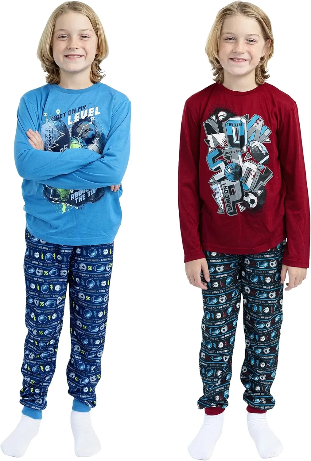 Sleep On It Boys Pajama Pant Set Long-Sleeve Shirts and Pajama Pants Kids Sleepwear With Fun Prints & Comfortable Fit