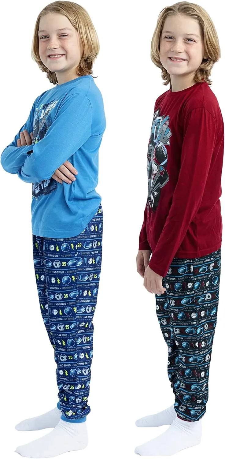 Sleep On It Boys Pajama Pant Set Long-Sleeve Shirts and Pajama Pants Kids Sleepwear With Fun Prints & Comfortable Fit