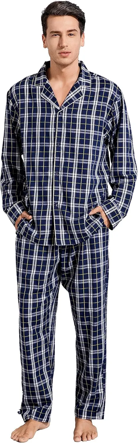 SlumberMee Mens Sleepwear Pajama Sets for Men Soft Comfortable Button-Down Long Sleeve Loungewear PJs