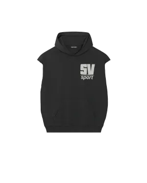 SPORT LEGACY | Faded Black Cut Off Hoodie