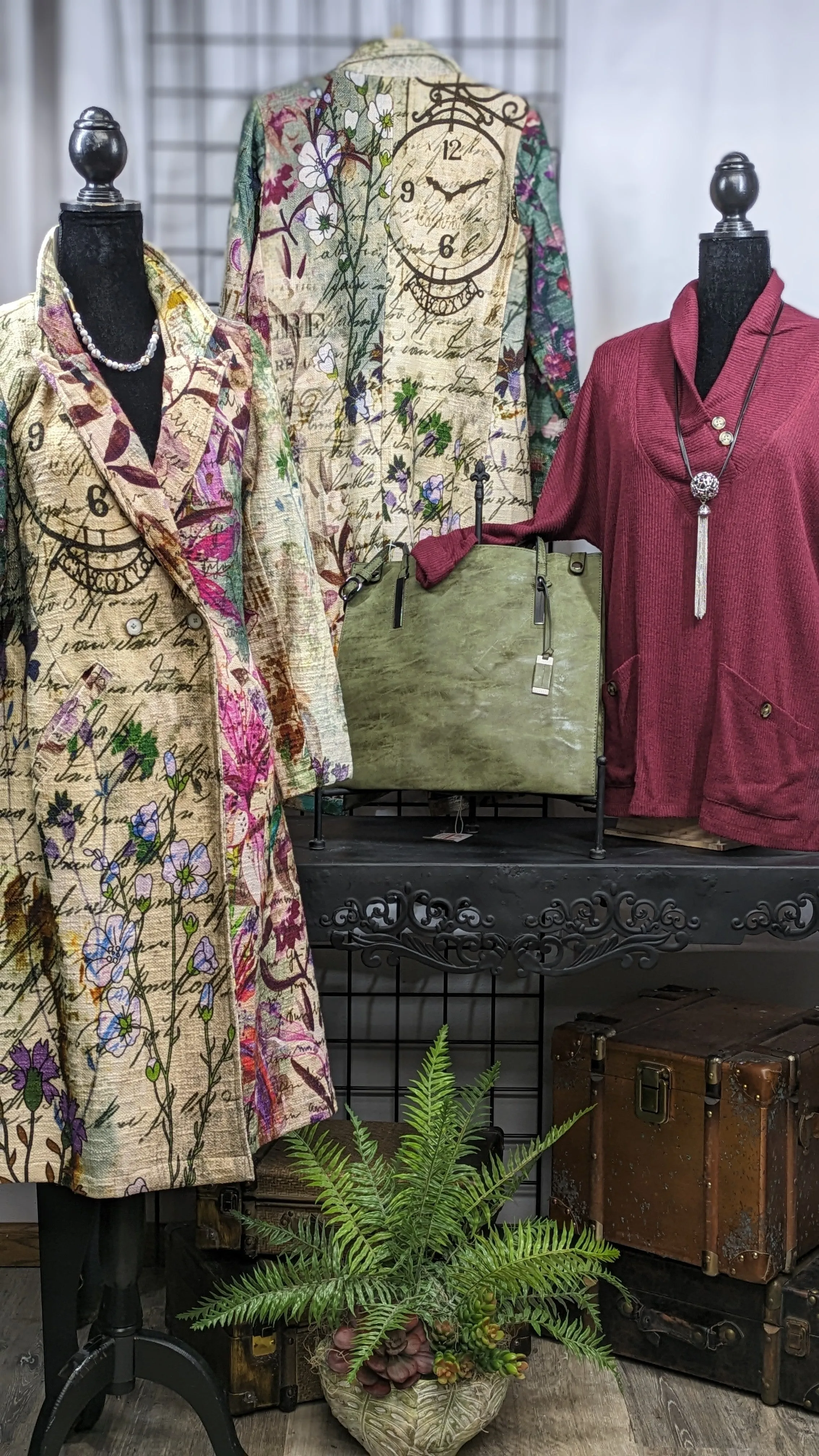 Steampunk Long Fall  Winter Coat - Orientique Coat Multi Print