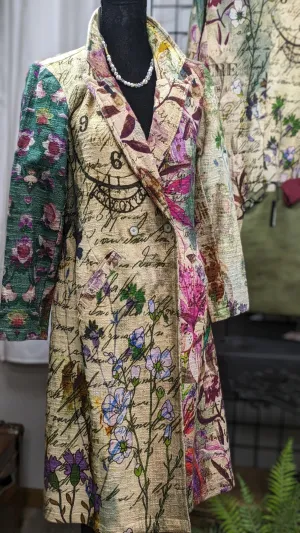 Steampunk Long Fall  Winter Coat - Orientique Coat Multi Print