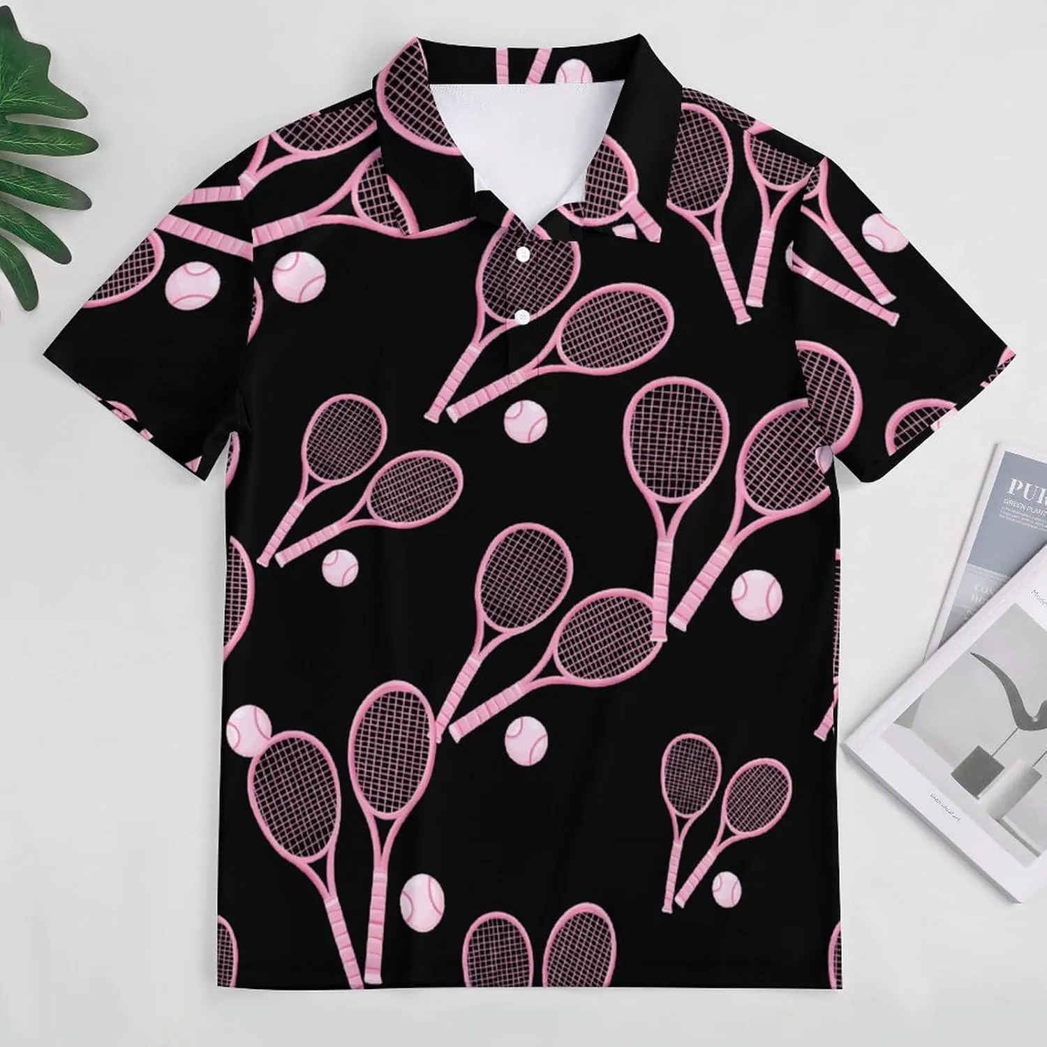 Tennis Racket And Ball Mens Polo Shirts Quick Dry Short Sleeve T-shirts Slim Tennis Collared Tees Tops