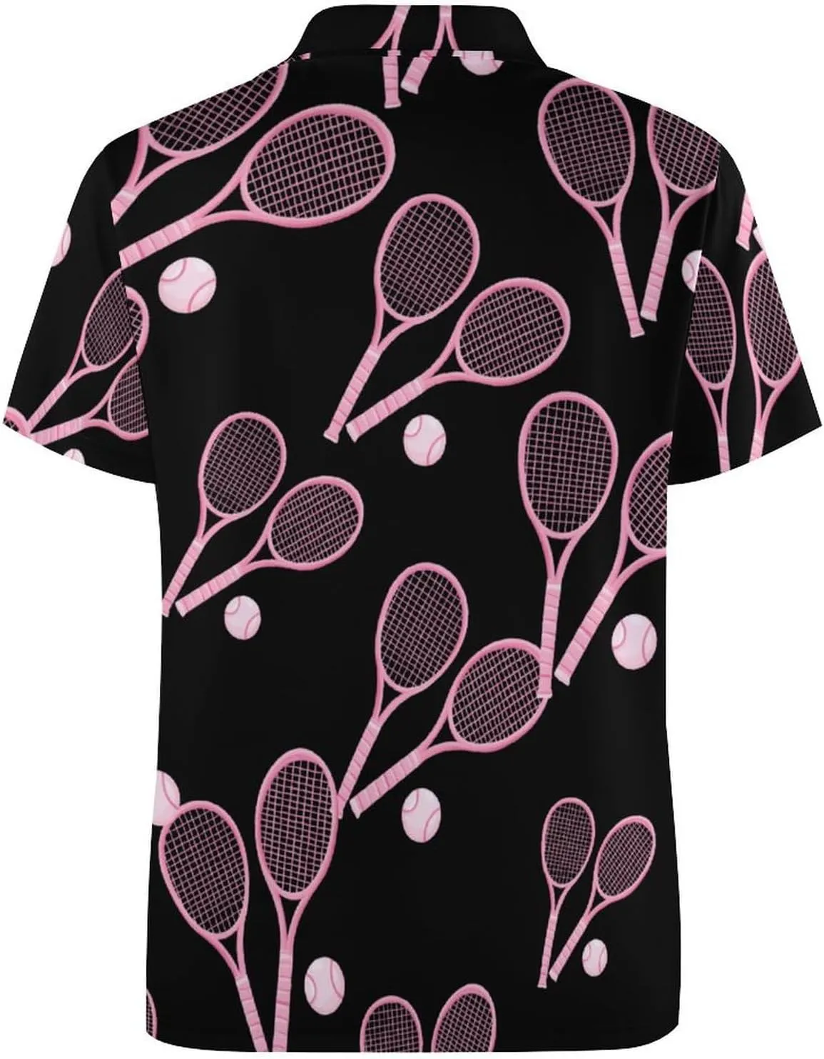 Tennis Racket And Ball Mens Polo Shirts Quick Dry Short Sleeve T-shirts Slim Tennis Collared Tees Tops