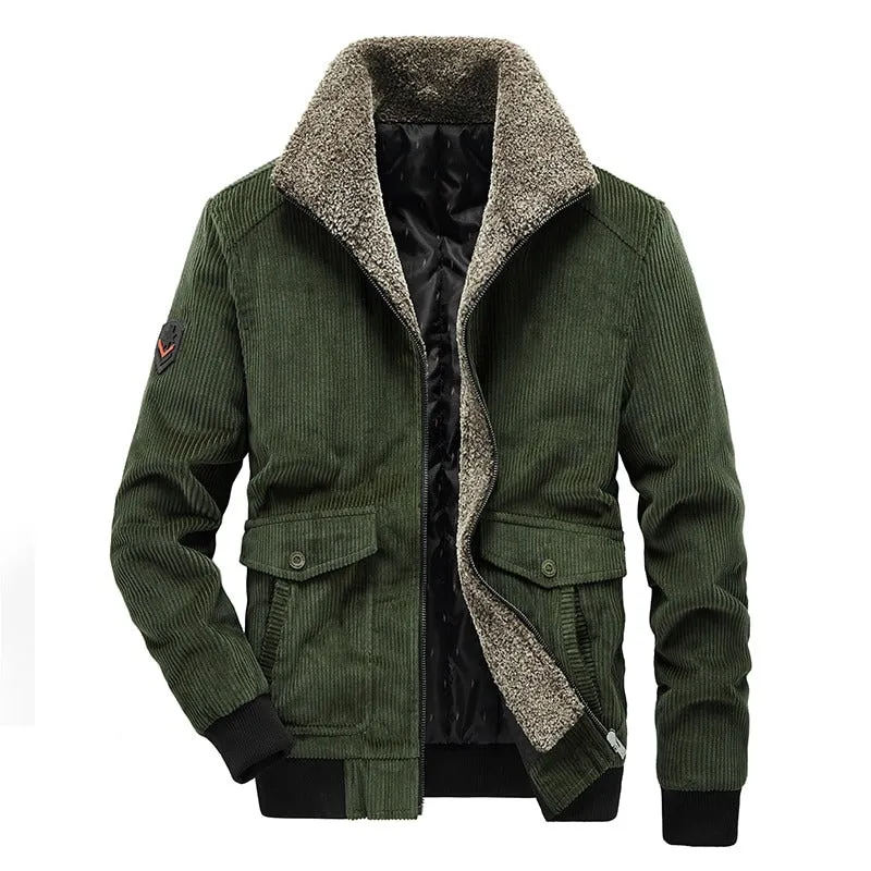 Thick Warm Fur Collar Men Military Coat