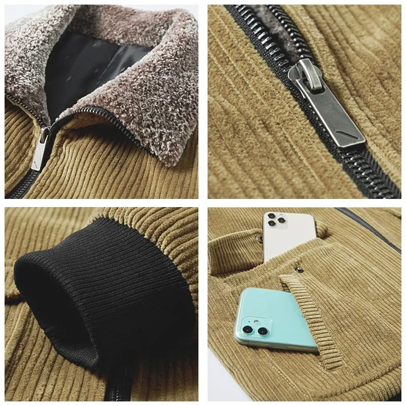 Thick Warm Fur Collar Men Military Coat
