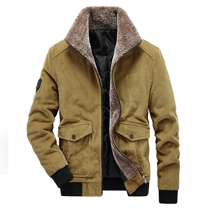 Thick Warm Fur Collar Men Military Coat