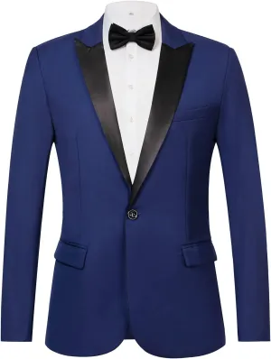 THWEI Mens Tuxedo Jacket One Button Blazer Dress Suit for Wedding Dinner Party