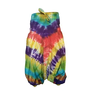 Tie Dye Harem Pants, Colourful Yoga Boho Baggy Trousers Hippie Clothes