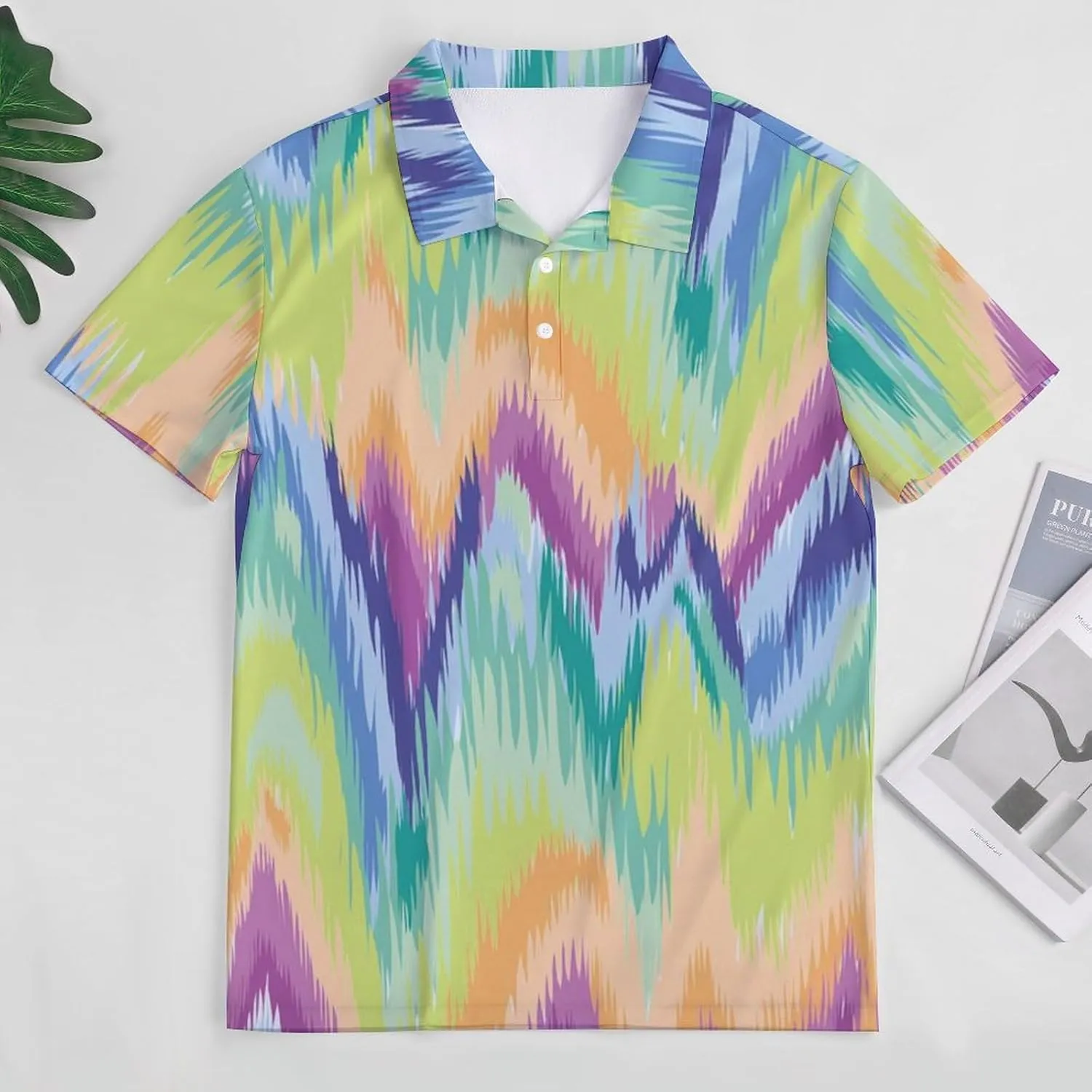 Tie Dye Waves Pattern Mens Polo Shirts Quick Dry Short Sleeve T-shirts Slim Tennis Collared Tees Tops