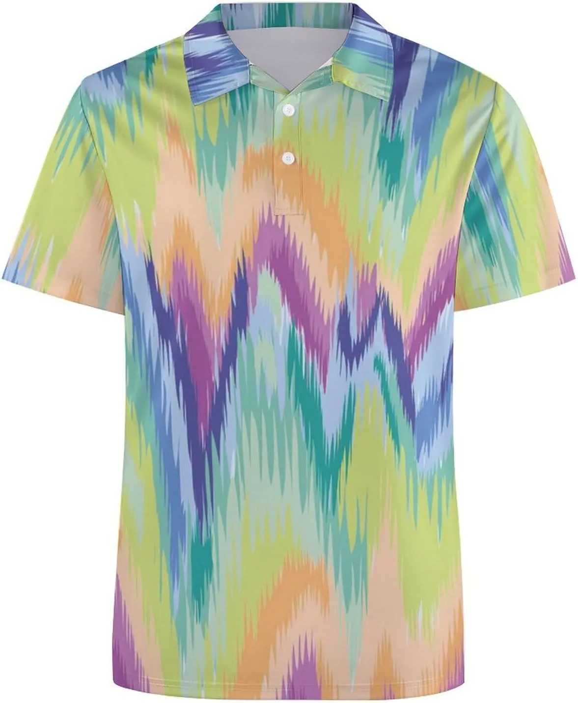 Tie Dye Waves Pattern Mens Polo Shirts Quick Dry Short Sleeve T-shirts Slim Tennis Collared Tees Tops