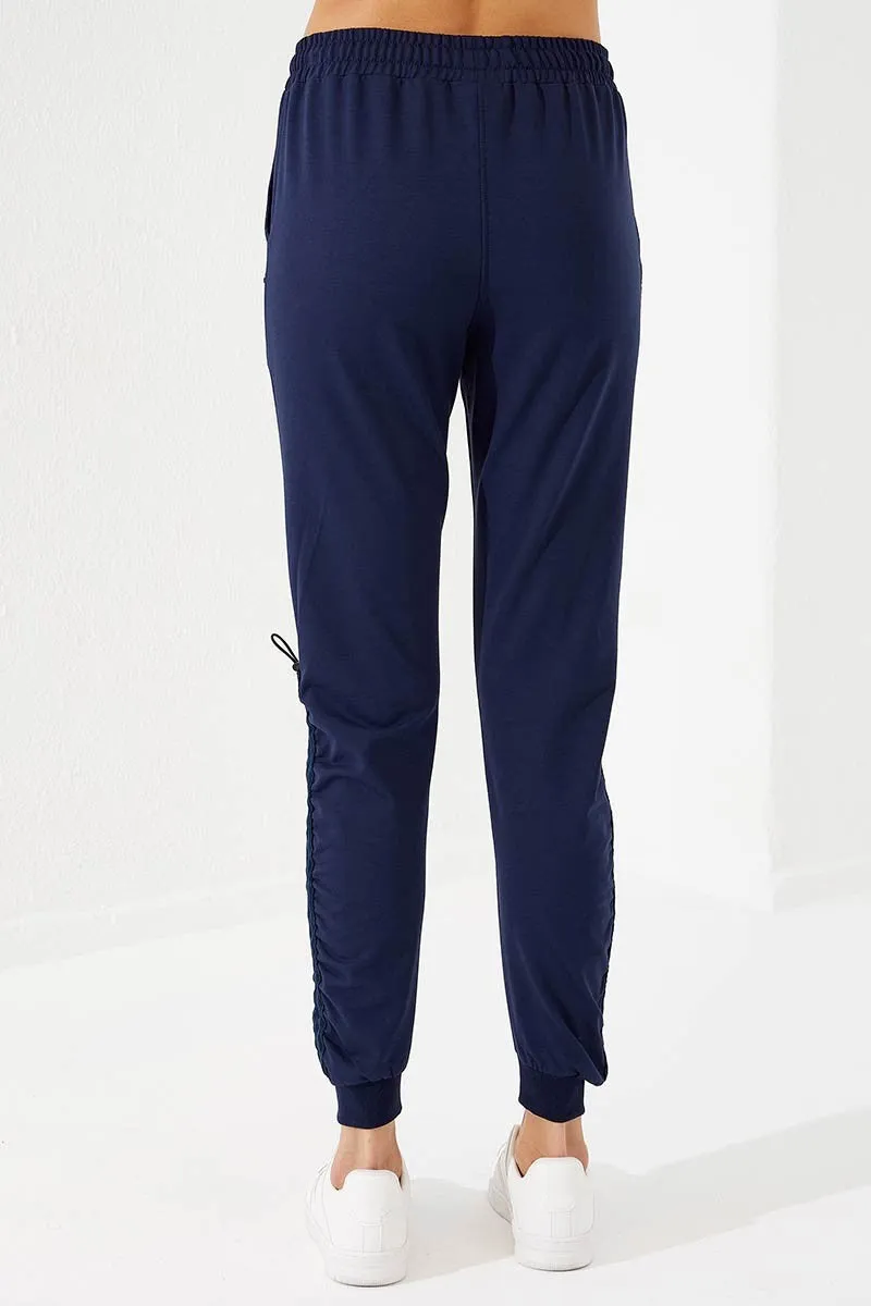TMY Indigo Extra Foam Detailed Comfortable Fit Cuffed Women's Sweatpants - 94587 - Xico