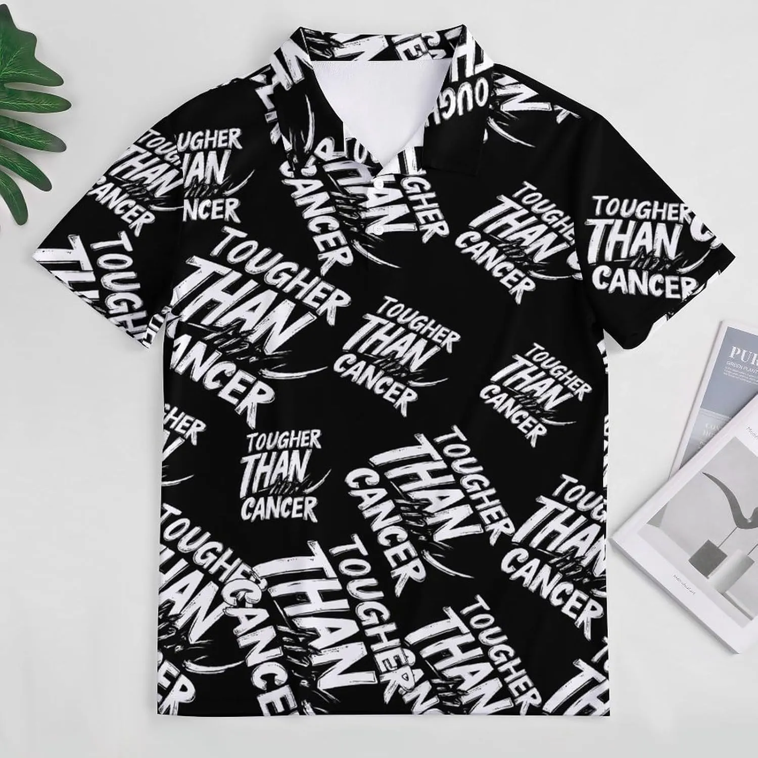 Tougher Than Cancer Mens Polo Shirts Quick Dry Short Sleeve T-shirts Slim Tennis Collared Tees Tops