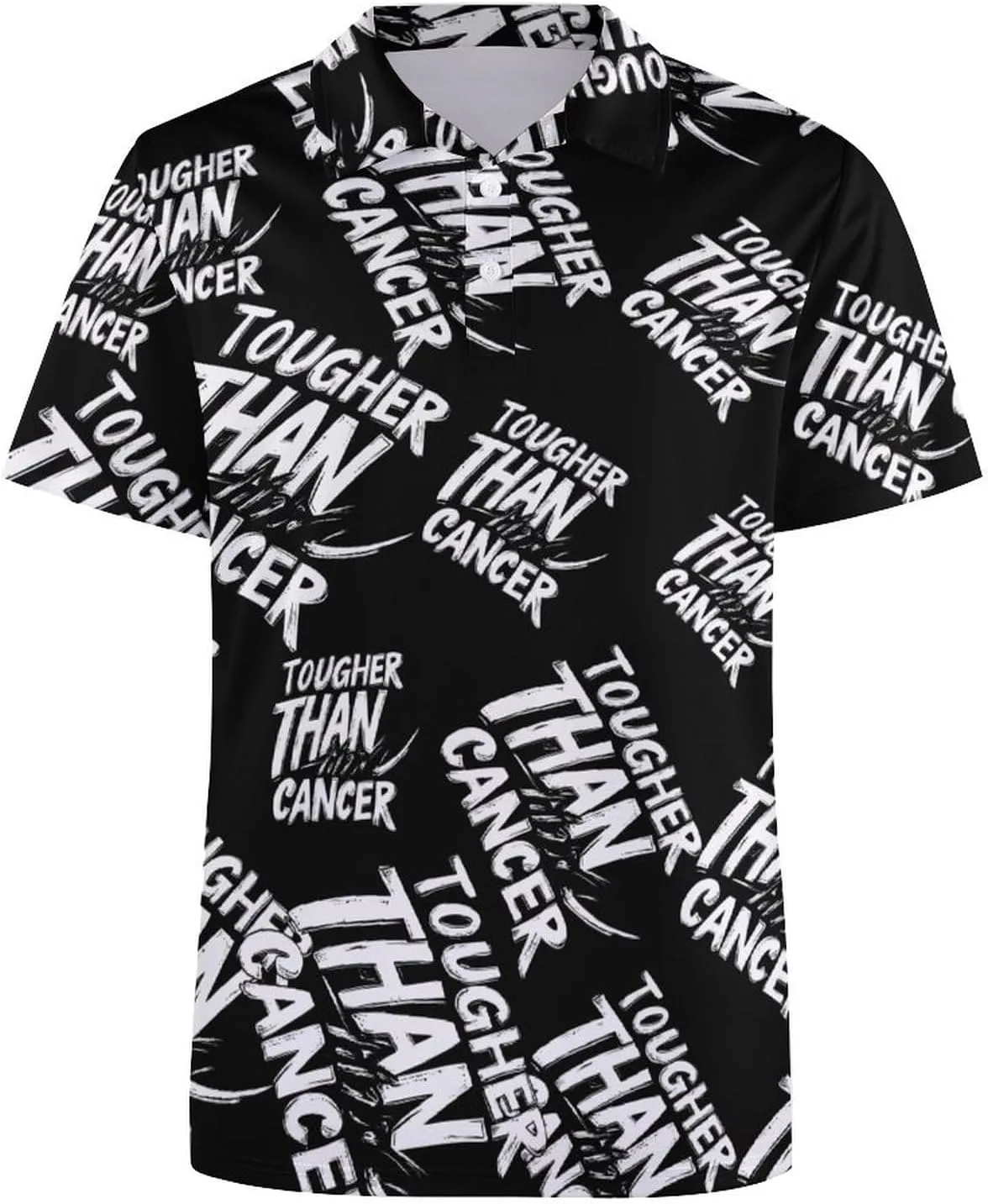 Tougher Than Cancer Mens Polo Shirts Quick Dry Short Sleeve T-shirts Slim Tennis Collared Tees Tops