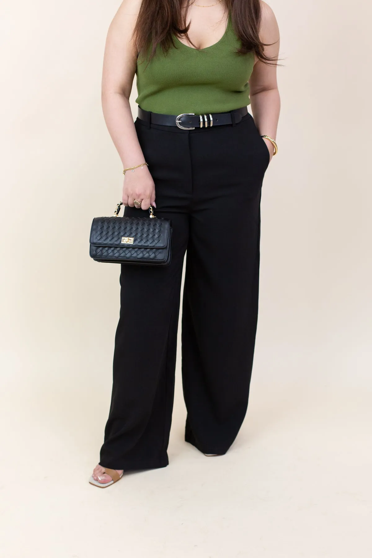 Twill Wide Straight Leg Trousers