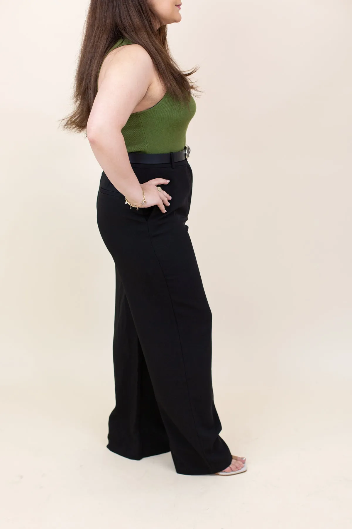 Twill Wide Straight Leg Trousers