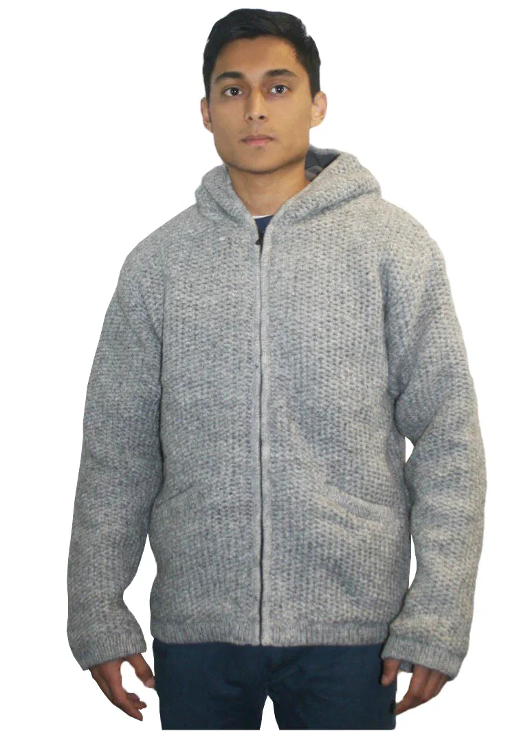 UF 5 Himalayan Unisex Lamb's Wool Warm Fleece Hoodie Sweater Coat Jacket
