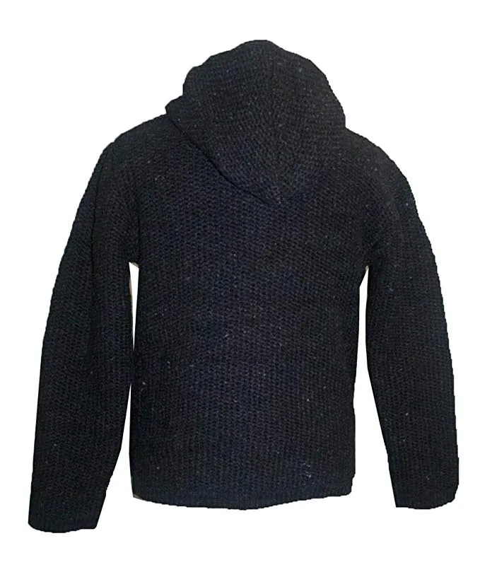 UF 5 Himalayan Unisex Lamb's Wool Warm Fleece Hoodie Sweater Coat Jacket